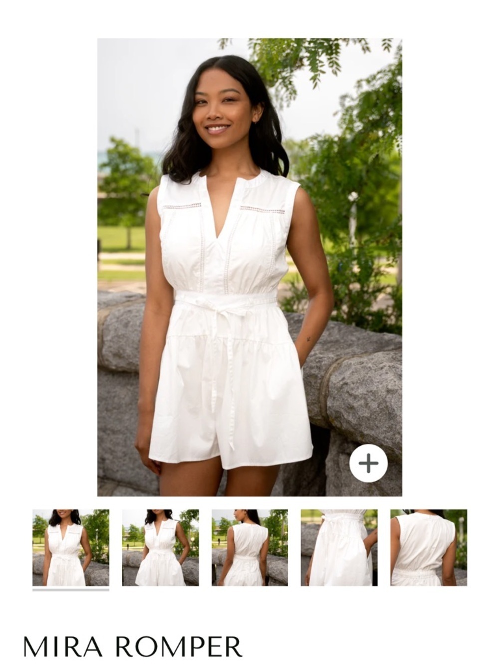 LaLavon NWT Mira Cotton Sleeveless Romper Embroidery Beach Resort White Size 2